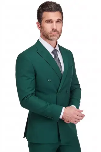 Erkaklar uchun Slim Fit ikki qismli ikki qatorli kostyum - 5