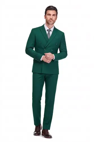 Erkaklar uchun Slim Fit ikki qismli ikki qatorli kostyum - 6