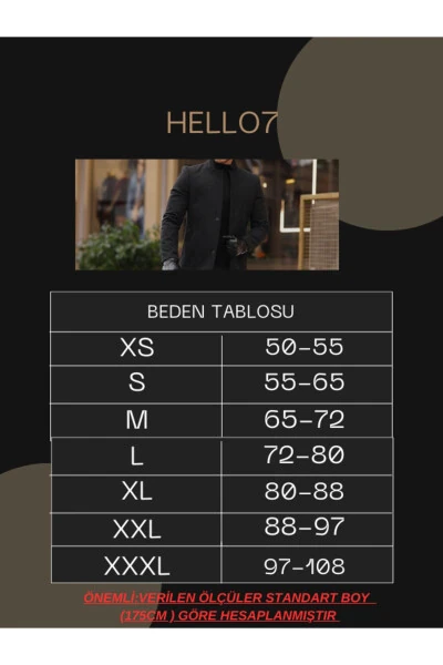 Erkaklar uchun Slim Fit Kaşmir Palto - 9