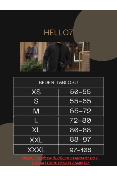 Erkaklar uchun Slim Fit Kaşmir Palto - 5