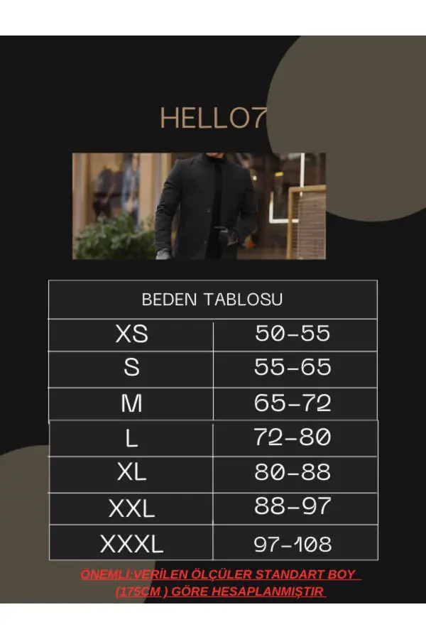 Erkaklar uchun Slim Fit Kaşmir Palto - 5