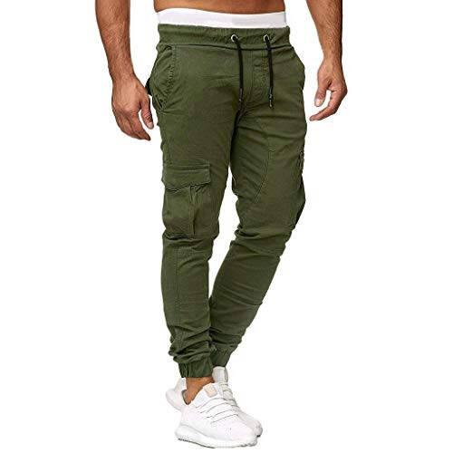 Erkaklar uchun Slim Fit Ko'p Cho'ntakli Jogger Shimlar, Bog'lab qo'yiladigan Elastik Moda Yumshoq Rangli Kundalik Shimlar - 1