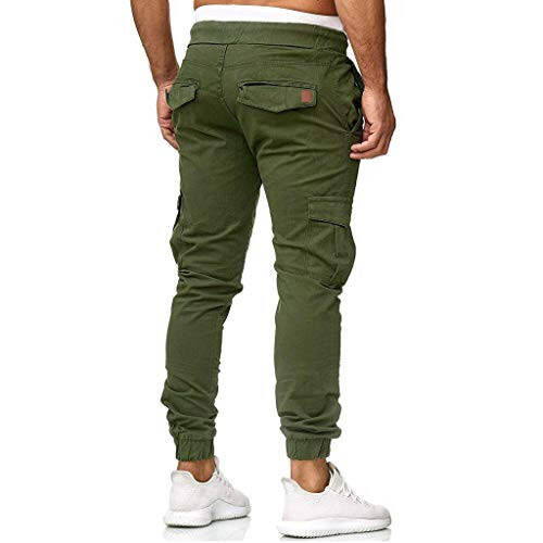 Erkaklar uchun Slim Fit Ko'p Cho'ntakli Jogger Shimlar, Bog'lab qo'yiladigan Elastik Moda Yumshoq Rangli Kundalik Shimlar - 3