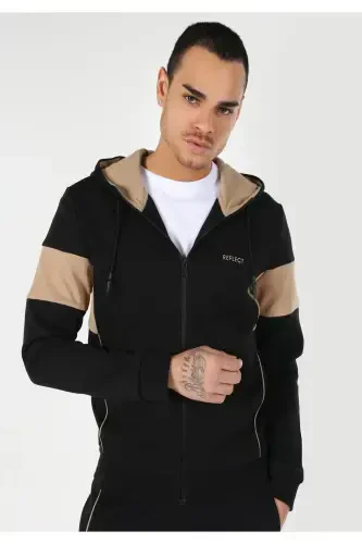 Erkaklar uchun Slim Fit qora rangli kapotli ko'ylagi - 1