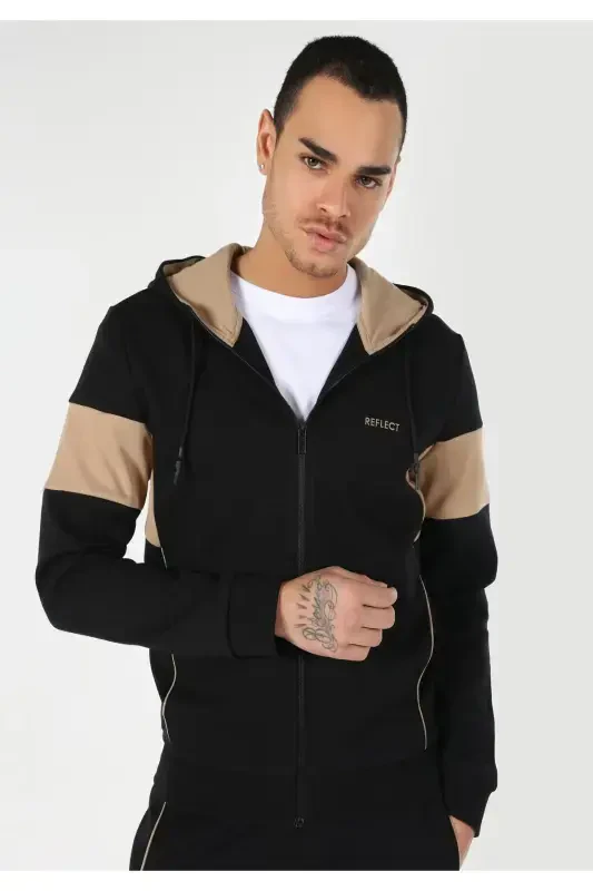 Erkaklar uchun Slim Fit qora rangli kapotli ko'ylagi - 1