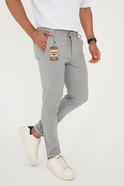 Erkaklar uchun Slimfit Jogger Yarı Elastik Belli Ikki Qavatli Gri Mato Shimini - BROCARD