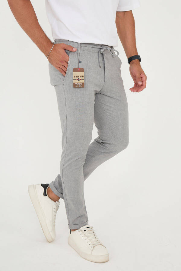 Erkaklar uchun Slimfit Jogger Yarı Elastik Belli Ikki Qavatli Gri Mato Shimini - 1