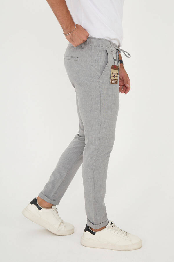 Erkaklar uchun Slimfit Jogger Yarı Elastik Belli Ikki Qavatli Gri Mato Shimini - 2