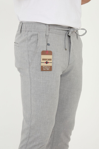 Erkaklar uchun Slimfit Jogger Yarı Elastik Belli Ikki Qavatli Gri Mato Shimini - 6