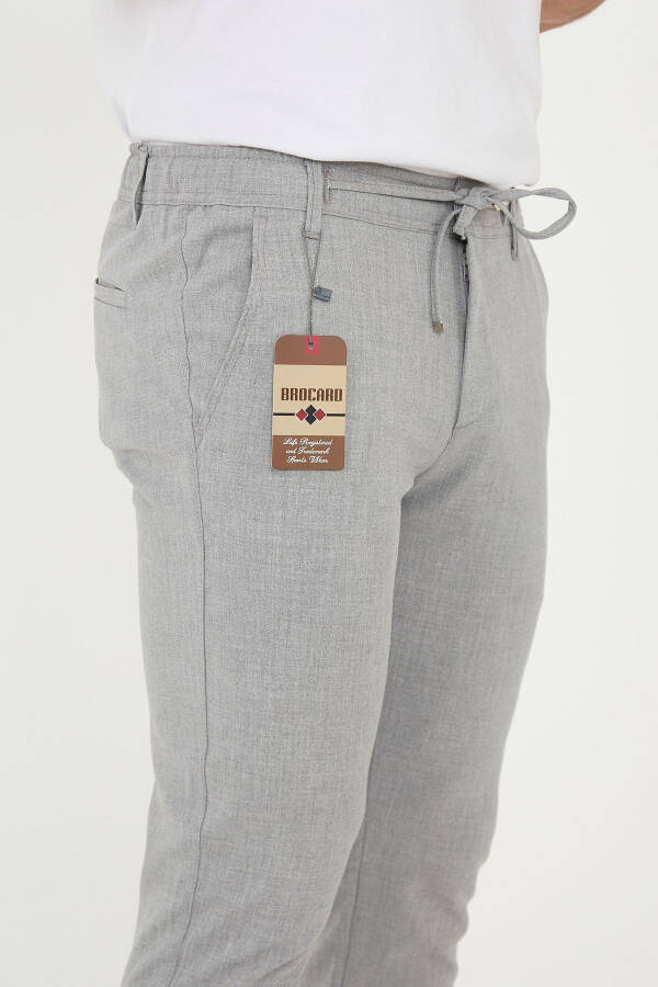 Erkaklar uchun Slimfit Jogger Yarı Elastik Belli Ikki Qavatli Gri Mato Shimini - 6