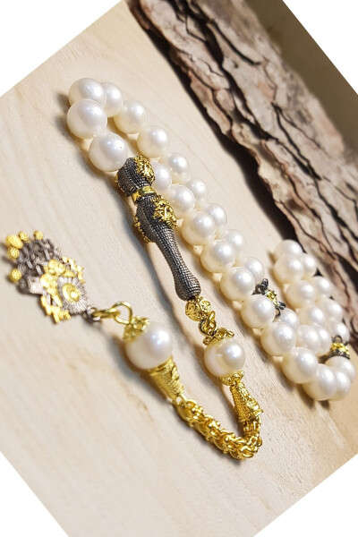 Erkaklar uchun sovg'a tasbeh, Tabiiy marvarid tasbeh, Usmonli davlat gerbi tasbeh - 3