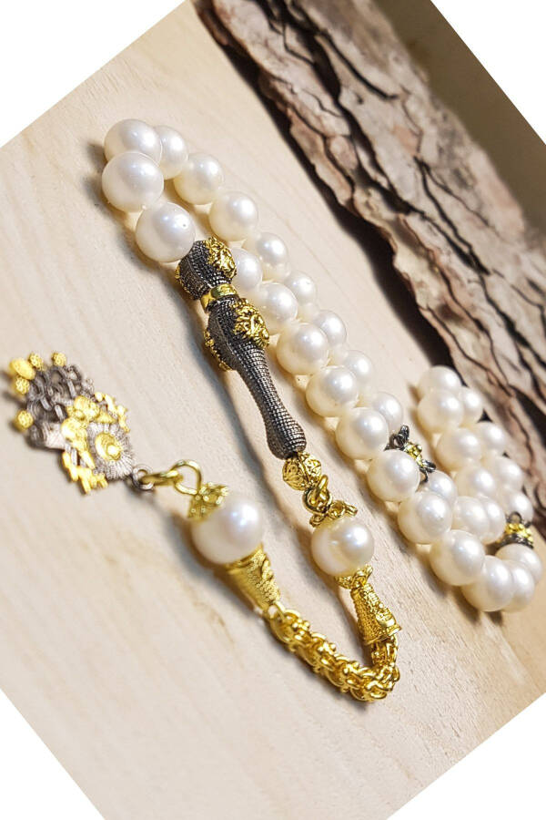 Erkaklar uchun sovg'a tasbeh, Tabiiy marvarid tasbeh, Usmonli davlat gerbi tasbeh - 3