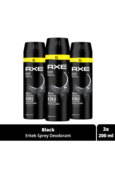Erkaklar uchun sprey dezodorant Black Xl 48 soat ta'sirli hid 200 ml X3 dona - AXE