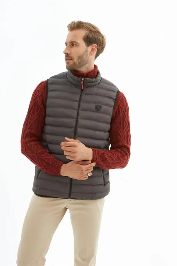 Erkaklar uchun standart kesimdagi puflama yelek Antrasit - 8