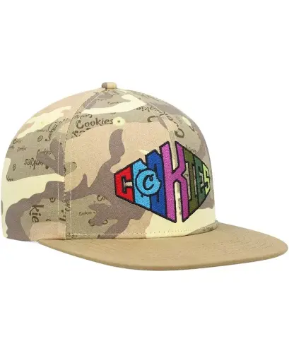 Erkaklar uchun Tan, Camo Across the Board Snapback kepkasi-Tan, Camo - COOKIES (1)