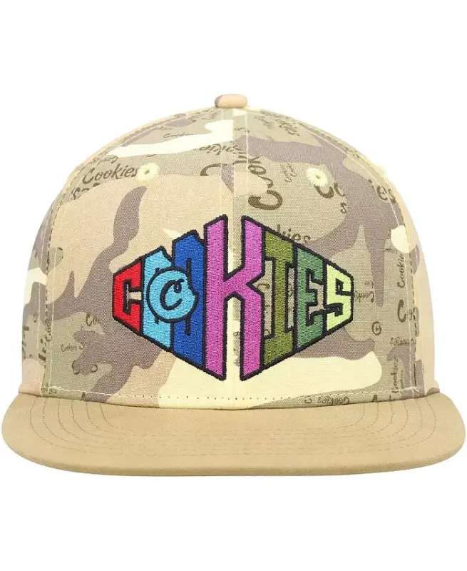 Erkaklar uchun Tan, Camo Across the Board Snapback kepkasi-Tan, Camo - 3