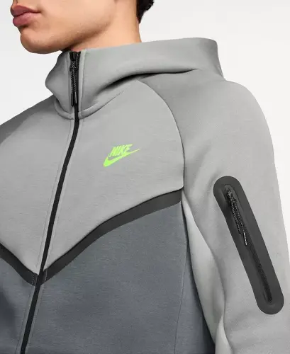 Erkaklar uchun Tech Fleece fermuarli xudi - och tutun rangi/sovuq kulrang/volt - NIKE (1)
