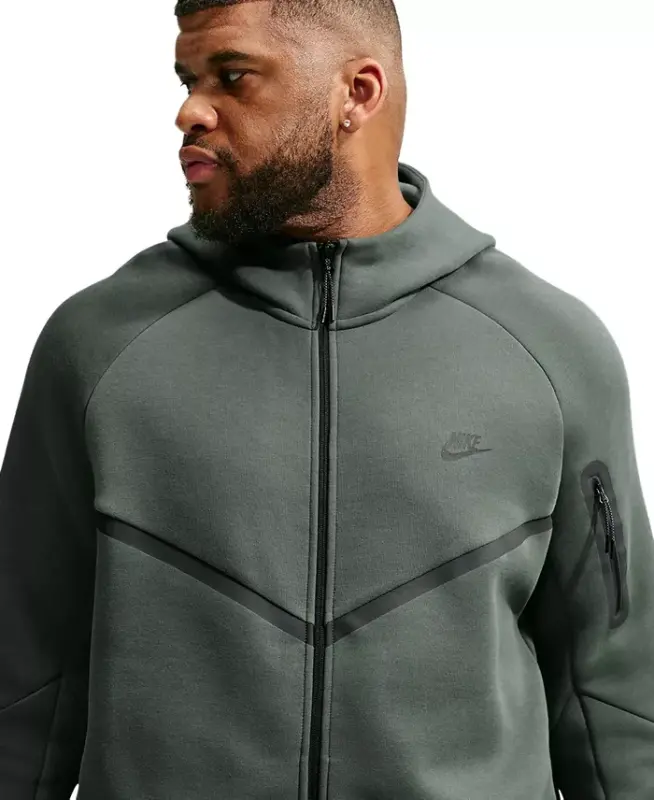 Erkaklar uchun Tech Fleece To'liq Zipli Hushtakli Kostyum - Kamuflaj Yashil/Qora - 1