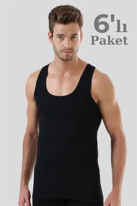 Erkaklar uchun tejamkor sportchi qora 100% paxta penje 6 dona paket - BÜYÜKBEDENIZ