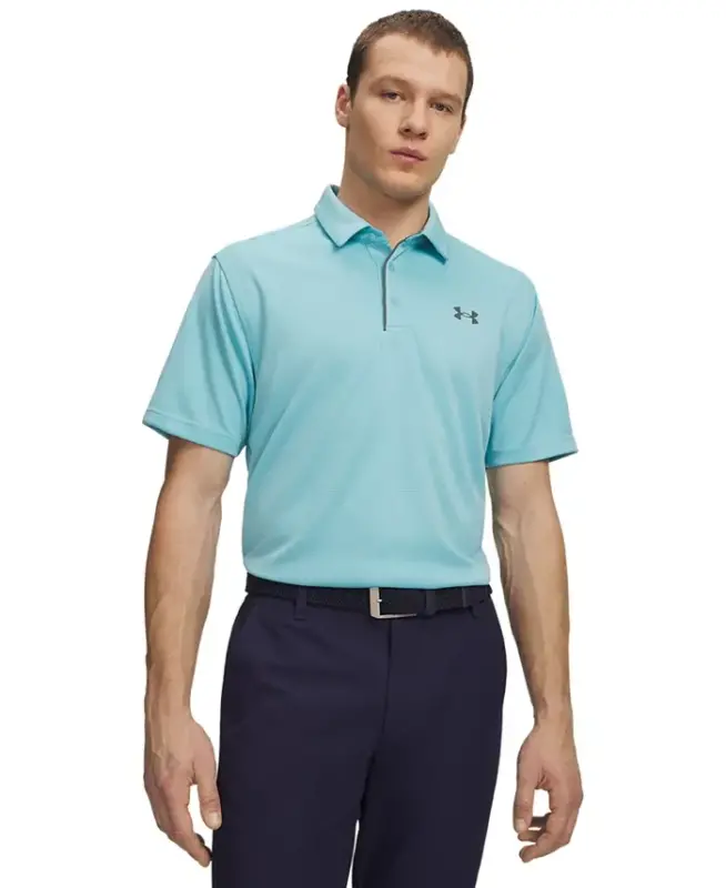 Erkaklar uchun texnologik kalta yengli polo ko'ylak - Moviy tuman - UNDER ARMOUR