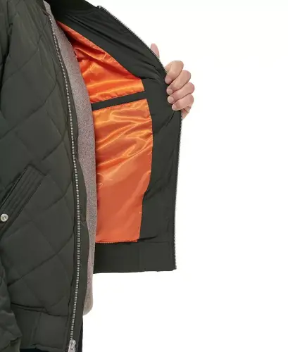 Erkaklar uchun tikilgan moda bomber kurtkasi - Zaytun - 4