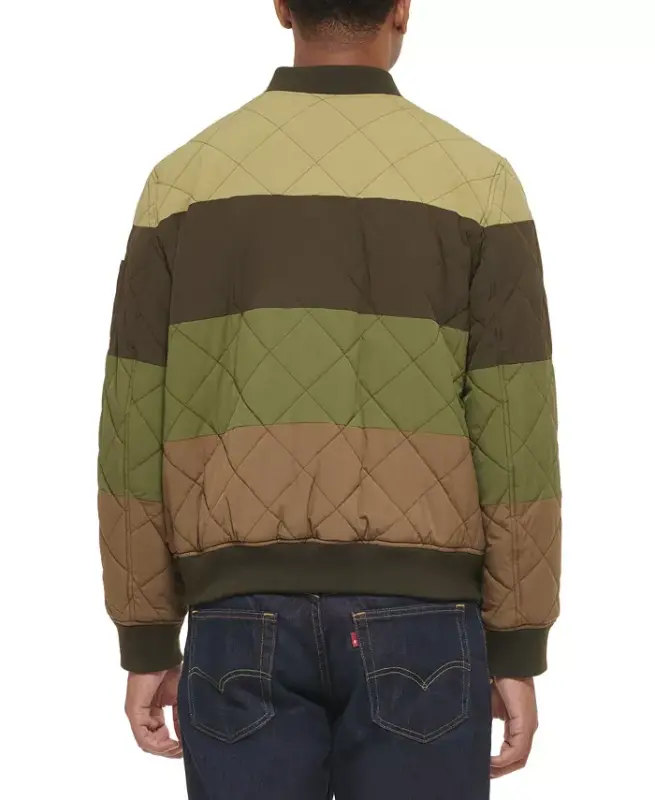 Erkaklar uchun tikilgan Zig'zagli Moda Bomber ko'ylak-Zaytun/jigarrang kombinatsiyasi - 2