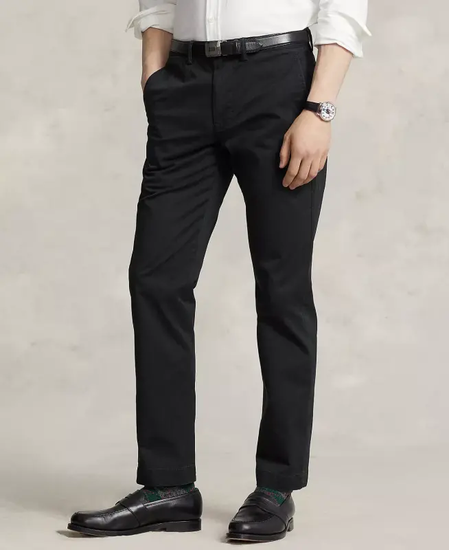 Erkaklar uchun to'g'ri bichimli stretch chino shim - Qora - MACY'S