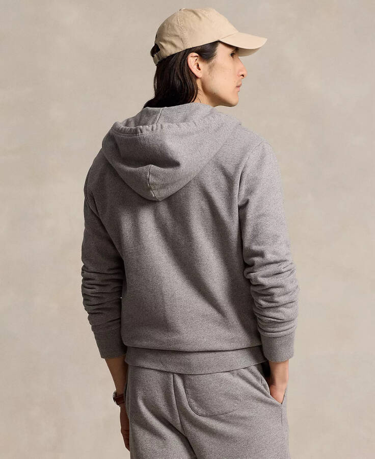 Erkaklar uchun to'liq zippli paxtadan yasalgan kulcha hoodie Grey Htr - 2