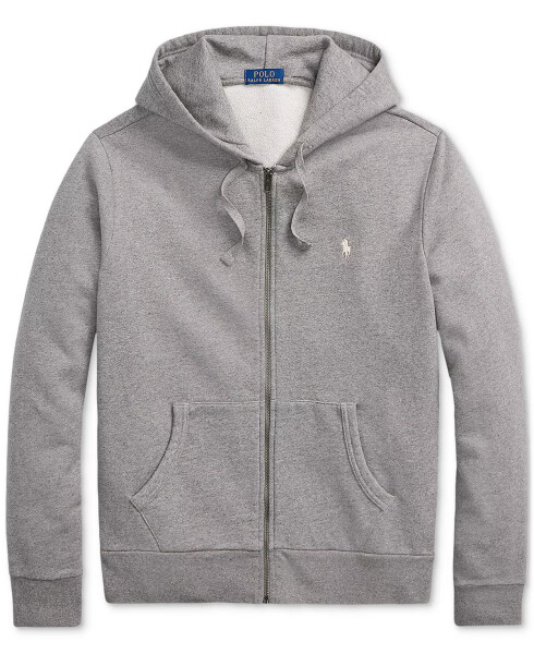 Erkaklar uchun to'liq zippli paxtadan yasalgan kulcha hoodie Grey Htr - 5