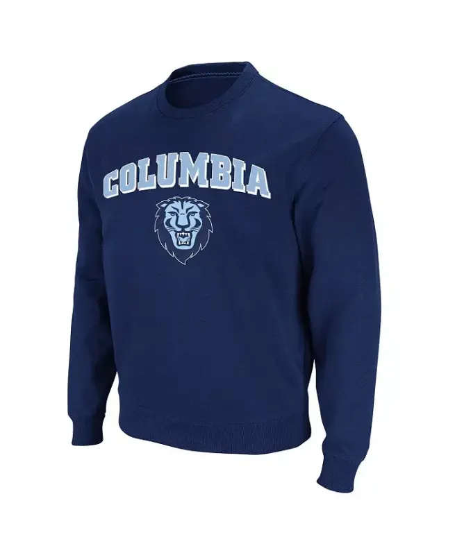 Erkaklar uchun to'q ko'k Kolumbiya Universiteti Arka va Logotipi Pullover Sviter - 2