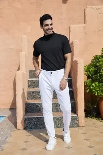 Erkaklar uchun tor bichimli kostyum shimlar Kundalik biznes uchun tor elastik shimlar Golf shimlari - 2