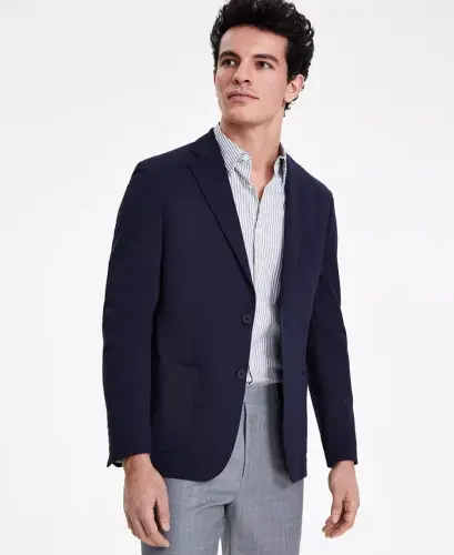 Erkaklar uchun tor bichimli trikotaj blazer - 3