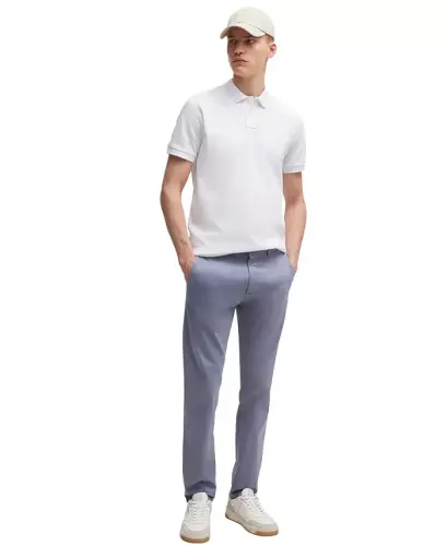 Erkaklar uchun tor kesimli, cho'ziluvchan paxtadan tikilgan, logotipli yamoqli polo ko'ylak - 8