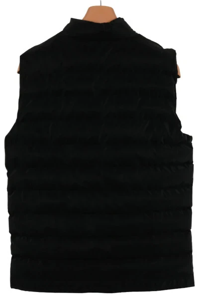 Erkaklar uchun tor kesimli karbon teri qora puflagan yelek - 4