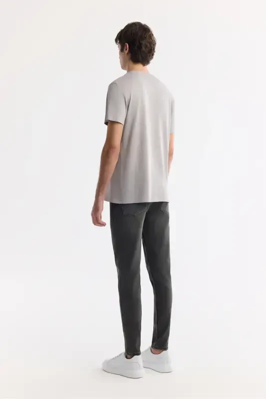 Erkaklar uchun tosh T-shirt Ultrasoft bisiklet yoqasi tek rangli Regular Fit Modal B001171 - 4