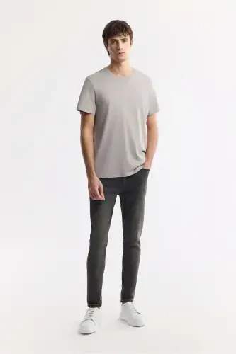 Erkaklar uchun tosh T-shirt Ultrasoft bisiklet yoqasi tek rangli Regular Fit Modal B001171 - 5