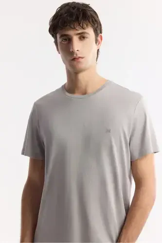 Erkaklar uchun tosh T-shirt Ultrasoft bisiklet yoqasi tek rangli Regular Fit Modal B001171 - 6