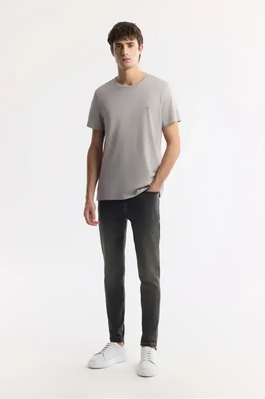 Erkaklar uchun tosh T-shirt Ultrasoft bisiklet yoqasi tek rangli Regular Fit Modal B001171 - 7