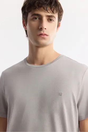 Erkaklar uchun tosh T-shirt Ultrasoft bisiklet yoqasi tek rangli Regular Fit Modal B001171 - 2