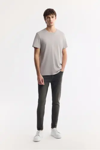 Erkaklar uchun tosh T-shirt Ultrasoft bisiklet yoqasi tek rangli Regular Fit Modal B001171 - 5