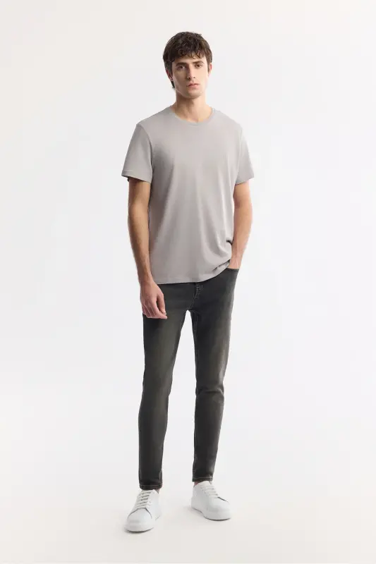 Erkaklar uchun tosh T-shirt Ultrasoft bisiklet yoqasi tek rangli Regular Fit Modal B001171 - 5