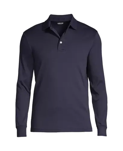 Big & Tall Long Sleeve Super Soft Supima Polo Shirt - Radiant navy - 3