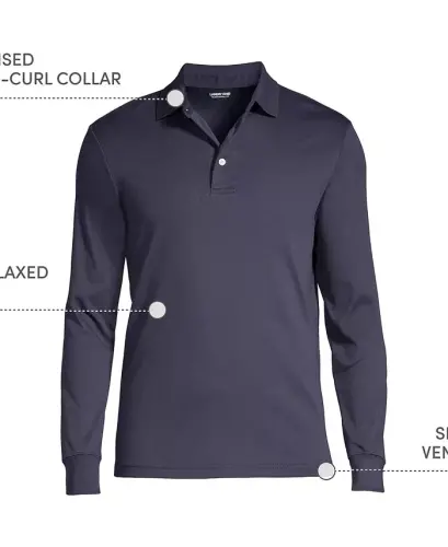 Big & Tall Long Sleeve Super Soft Supima Polo Shirt - Radiant navy - 4