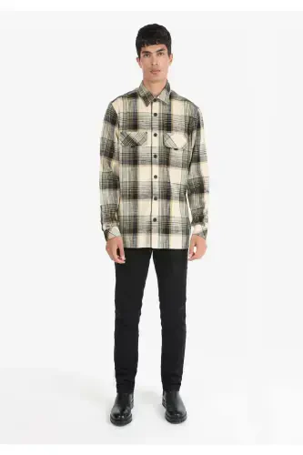 Erkaklar uchun uzun yengli yashil to'qimalgan ko'ylak (Regular Fit) - 3