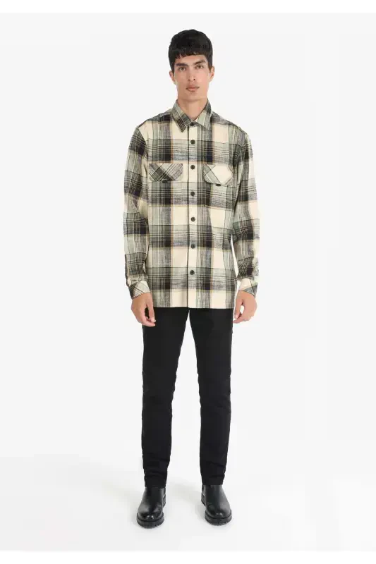 Erkaklar uchun uzun yengli yashil to'qimalgan ko'ylak (Regular Fit) - 3