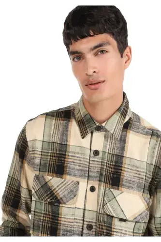 Erkaklar uchun uzun yengli yashil to'qimalgan ko'ylak (Regular Fit) - 4