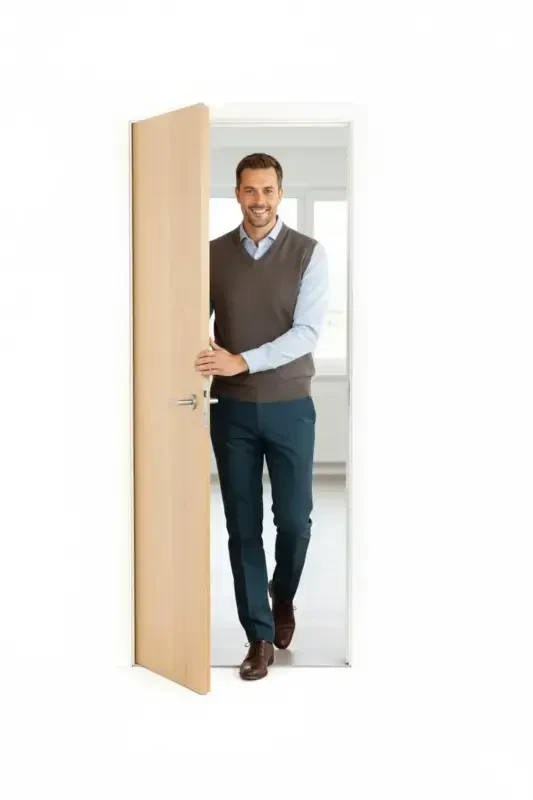 Erkaklar uchun V bo'yinli bir xil rangli klassik model bo'sh kesilgan to'g'ri o'lchamli ingichka junli to'qilgan ko'ylagi - 4