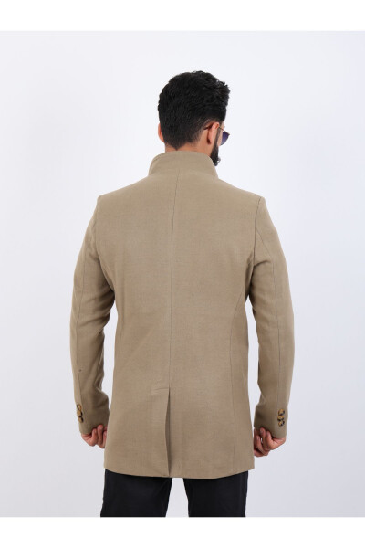 Erkaklar uchun Vizon Slim Fit tik yoqali kaşmir palto - 7