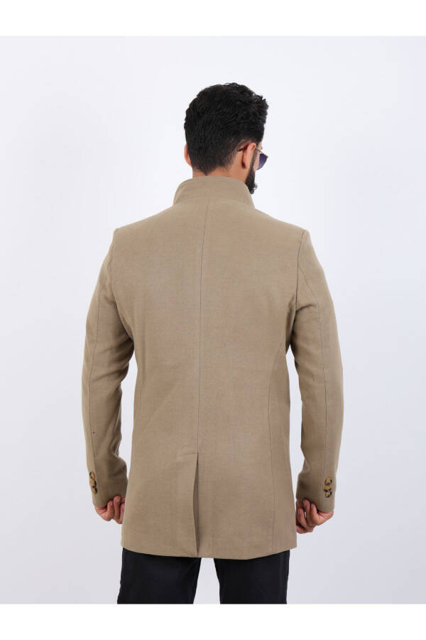 Erkaklar uchun Vizon Slim Fit tik yoqali kaşmir palto - 7