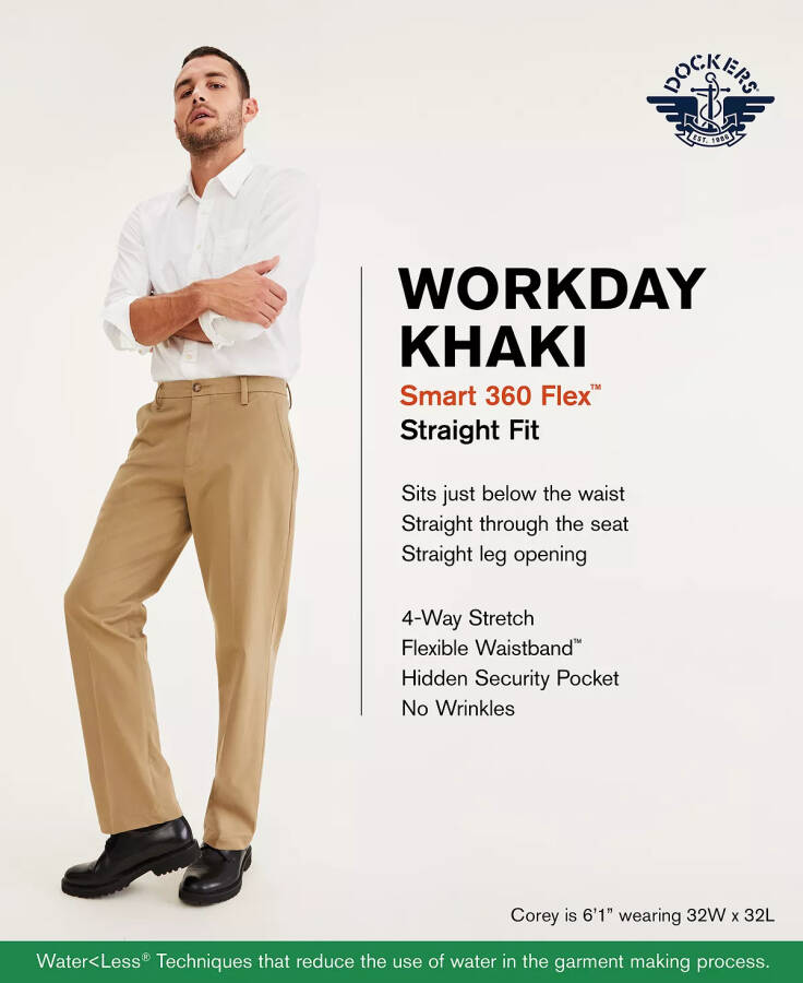 Erkaklar uchun Workday Smart 360 Flex to'g'ri kesilgan xaki cho'ziluvchan shim Storm - 7